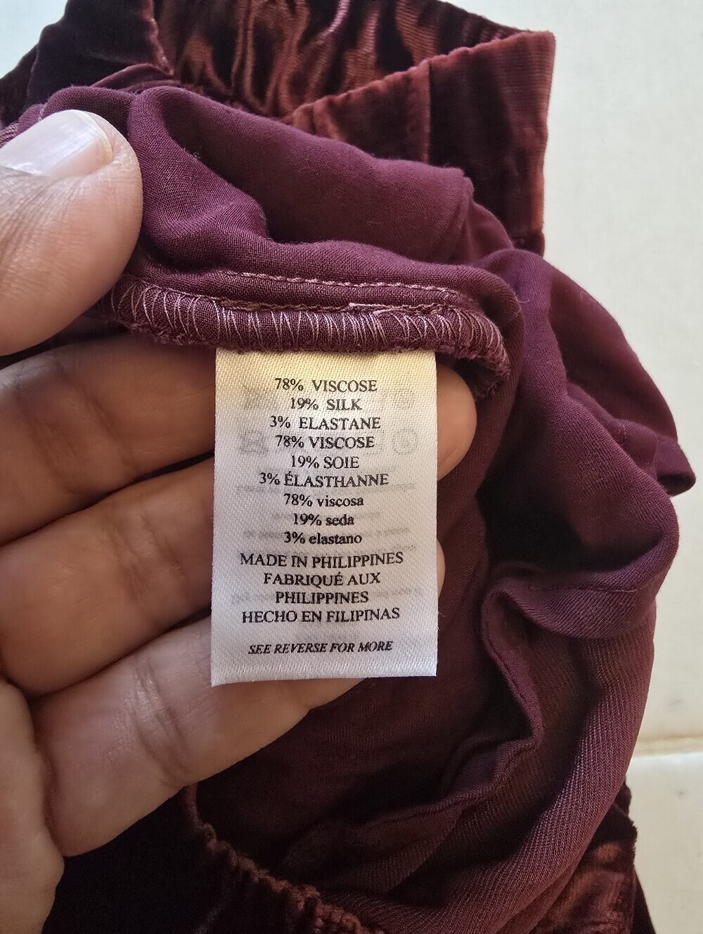 Faherty Stretch Silk Velvet Genevieve Pant Maroon Banner Size Med - Picture 10 of 15